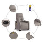 vidaXL Fauteuil inclinable de massage électrique Taupe Tissu