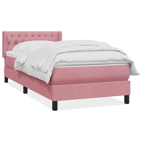 vidaXL Sommier à lattes de lit avec matelas rose 100x220 cm velours
