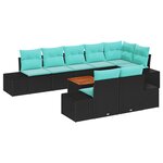 vidaXL Ensemble de canapé de jardin 9 Pièces Noir et turquoise