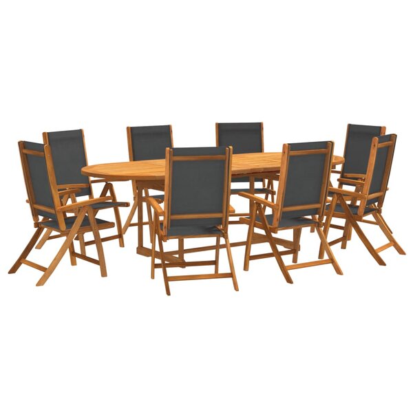 vidaXL Ensemble à manger de jardin 9Pièces bois d'acacia solide textilène