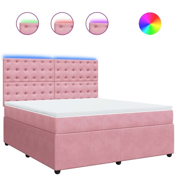 vidaXL Sommier à lattes de lit avec matelas Rose 180x200 cm Velours