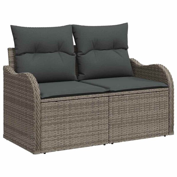 vidaXL Canapé de jardin avec coussin Gris 121 x 62 x 69cm polyrotin