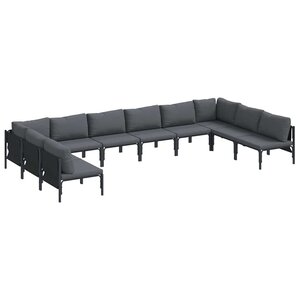 vidaXL Ensemble de canapé de jardin avec coussin 10 Pièces Noir Acier