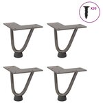 vidaXL Pieds en épingle à cheveux pour table basse 4 pièces Acier naturel 10 cm Acier massif