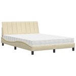vidaXL Lit avec matelas crème 120x200 cm tissu