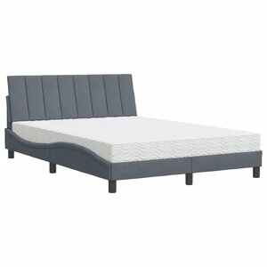 vidaXL Lit avec matelas Hanko gris foncé 140x200 cm velours