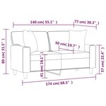 vidaXL Canapé 2 places avec oreillers décoratifs noir 140cm similicuir