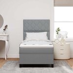 vidaXL Lit à ressorts avec matelas Gris clair 90 x 200 cm tissu