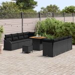vidaXL Ensemble de canapé de jardin 11 Pièces Noir polyrotin
