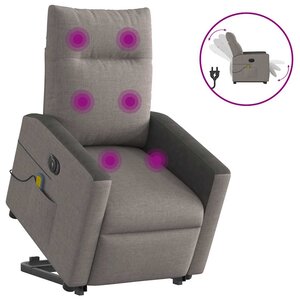 vidaXL Fauteuil inclinable de massage électrique Taupe Tissu