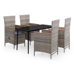 vidaXL Ensemble de salle à manger de jardin avec coussins 5 Pièces Gris