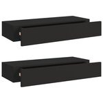 vidaXL Étagères à tiroirs murales 2 Pièces Noir 60x23 5x10 cm MDF