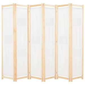 vidaXL Cloison de séparation 6 panneaux Crème 240 x 170 x 4 cm Tissu
