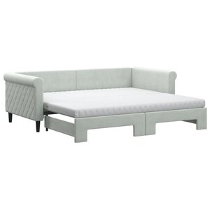 vidaXL Lit de jour avec gigogne et matelas gris clair 90x190cm velours
