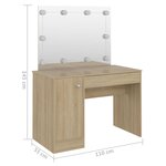vidaXL Table de maquillage avec éclairage LED 110x55x145 cm MDF Chêne