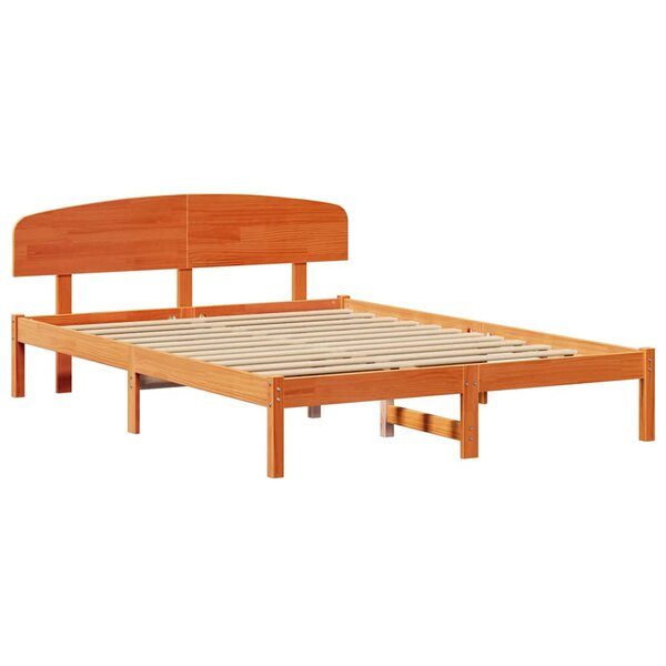 vidaXL Cadre de lit Marron 140 x 200 cm Bois de pin massif
