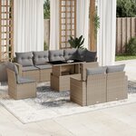 vidaXL Salon de jardin avec coussins 9 Pièces beige résine tressée