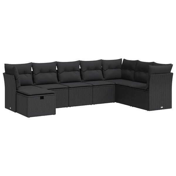 vidaXL Salon de jardin 8 Pièces avec coussins noir résine tressée