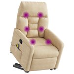 vidaXL Fauteuil inclinable de massage crème tissu microfibre
