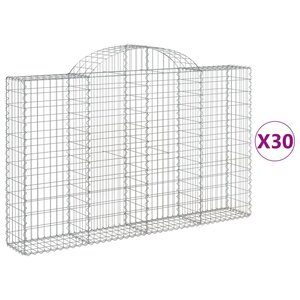 vidaXL Paniers à gabions arqués 30 Pièces 200x30x120/140 cm Fer galvanisé