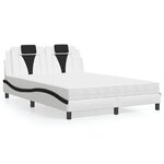 vidaXL Lit avec matelas blanc et noir 140x190 cm similicuir