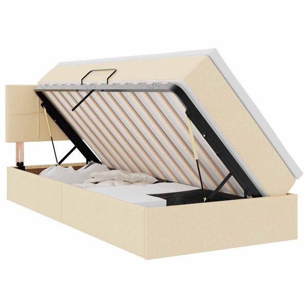 vidaXL Lit avec rangement et matelas Crème 100 x 200 cm Velours