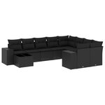 vidaXL Salon de jardin 10 Pièces avec coussins noir résine tressée