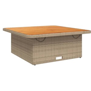 vidaXL Table de jardin beige 110x110x71 cm résine tressée bois acacia