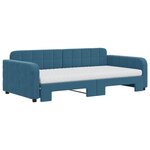 vidaXL Lit de jour avec lit gigogne et matelas bleu 100x200 cm velours