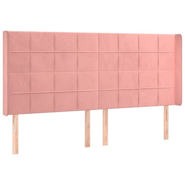 vidaXL Tête de lit avec oreilles Rose 163x16x118/128 cm Velours