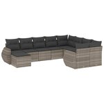 vidaXL Salon de jardin avec coussins 10 Pièces gris clair résine tressée