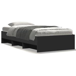 vidaXL Cadre de lit sans matelas noir 90x190 cm bois ingénierie