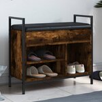 vidaXL Banc à chaussures chêne fumé 65 5x32x57 5 cm bois d'ingénierie