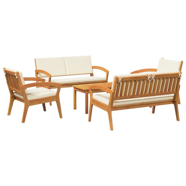 vidaXL Ensemble Bistro 5 pièces avec coussins - Bois d'acacia massif
