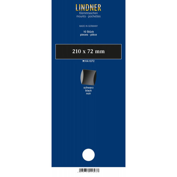 Bandes double soudure 210 x 72 mm pour timbres-poste. Fond - Noir