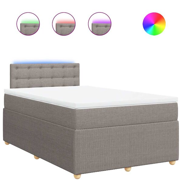 vidaXL Sommier à lattes de lit avec matelas taupe 120x190 cm tissu