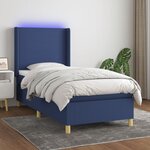 vidaXL Sommier à lattes de lit matelas et LED Bleu 80x200cm Tissu