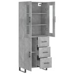 vidaXL Buffet haut Gris béton 69 5x34x180 cm Bois d'ingénierie