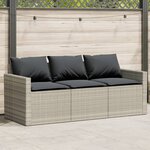 vidaXL Canapé de jardin et coussins 3 places gris clair résine tressée