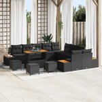 vidaXL Ensemble de canapé de jardin avec coussin Noir Poly rotin