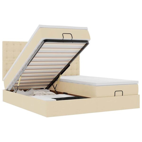 VidaXL Cadre de lit ottoman avec matelas crème 160x200 cm tissu