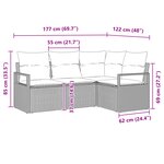vidaXL Ensemble de Canapé de Jardin 4 Pièces avec Coussins Beige Poly Rotin