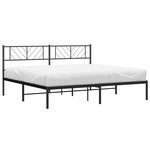 vidaXL Cadre de lit métal sans matelas avec tête de lit noir 183x213cm