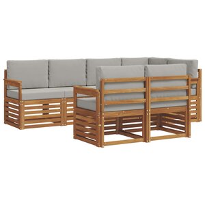 vidaXL Ensemble de canapés d'extérieur 7 pc Gris Naturel et Clair
