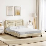 vidaXL Cadre de lit avec LED sans matelas crème 140x190 cm tissu
