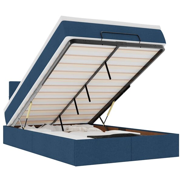 vidaXL Cadre de lit ottoman avec matelas bleu 120x190 cm tissu