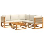 vidaXL Ensemble de canapés de jardin 6 pièces avec coussins en bois d'acacia et corde