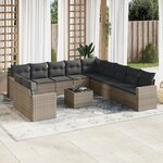 vidaXL Salon de jardin avec coussins 12 Pièces gris résine tressée