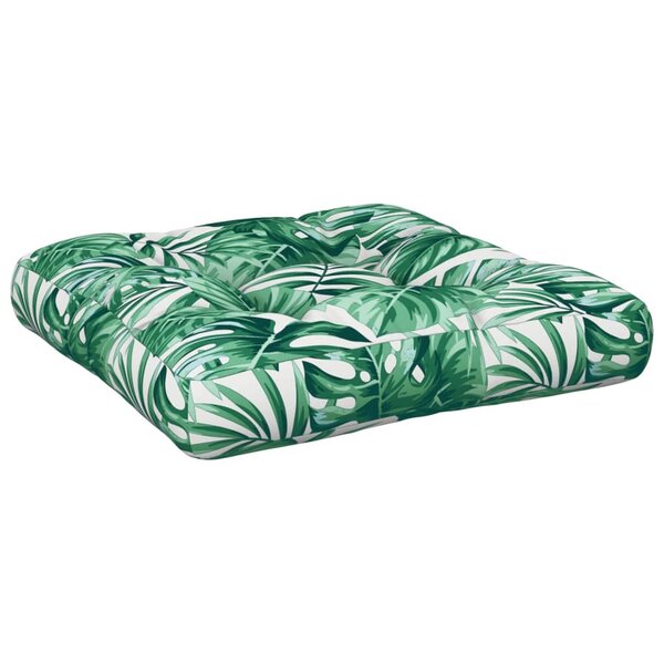 vidaXL Coussin de palette motif de feuilles 50x50x12 cm tissu