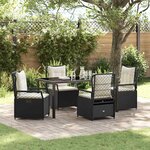 vidaXL Ensemble de salle à manger pour jardin 5 Pièces Noir polyrotin